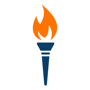 A torch with an orange flame.